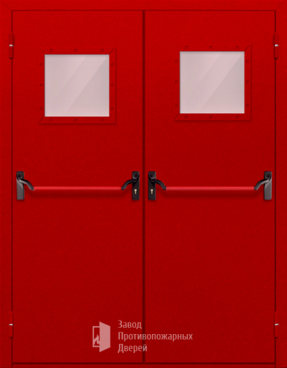 Фото двери «Двупольная со стеклопакетом и антипаникой (красная)» в Черноголовке