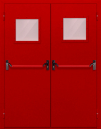 Фото двери «Двупольная со стеклопакетом и антипаникой (красная)» в Черноголовке