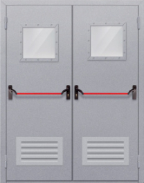 Фото двери «Двупольная со стеклопакетом и решеткой (антипаника)» в Черноголовке
