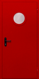 Фото двери «Однопольная с круглым стеклом (красная)» в Черноголовке