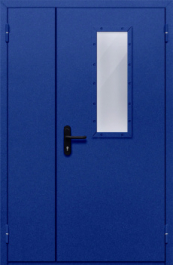 Фото двери «Полуторная со стеклом (синяя)» в Черноголовке