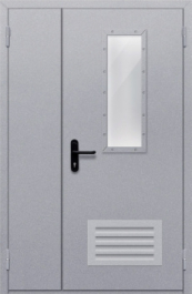Фото двери «Полуторная со стеклом и  решеткой» в Черноголовке