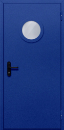 Фото двери «Однопольная с круглым стеклом (синяя)» в Черноголовке