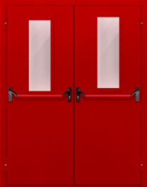 Фото двери «Двупольная с стеклом и антипаникой (красная)» в Черноголовке