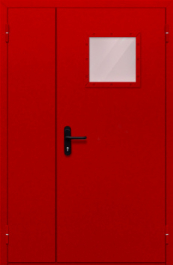 Фото двери «Полуторная со стеклопакетом (красная)» в Черноголовке