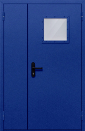 Фото двери «Полуторная со стеклопакетом (синяя)» в Черноголовке